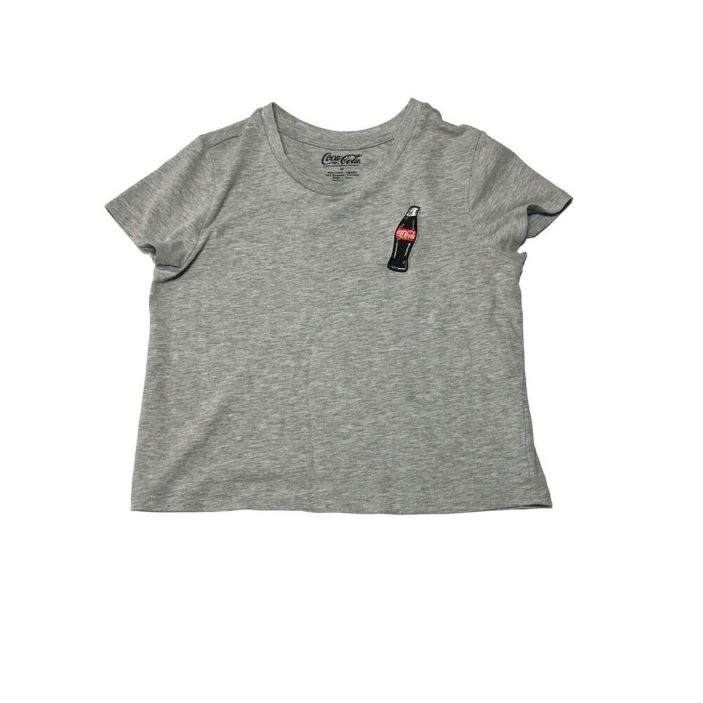 Coca-Cola Cropped‎ Gray T-Shirt Women’s Size Medium Fits Slim CROP-TOP Style